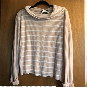 Waffle cowl neck